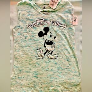 Disney Parks Women's Walt Disney World Silver Foil Blue Mickey Tank Top XS NWT